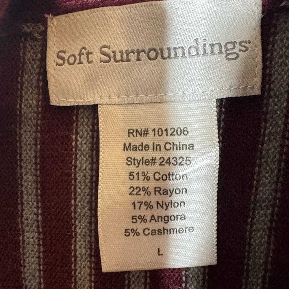 Soft Surroundings Womens Long Open Cardigan Sz‎ L Striped Peplum Back Office